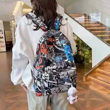 OUZIHUANG Graffiti Oxford Backpack