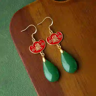 彤彤兔   日进斗金元宝小众感高级夏天水滴古风汉服耳环女