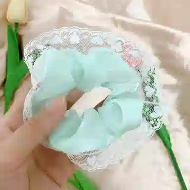 彤彤兔 韩版清新蕾丝花边大肠夏日甜美百搭气质马尾 网纱 发圈 女款