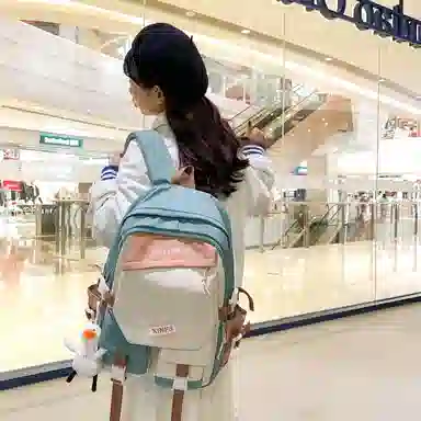 彤彤兔 撞色日系大容量 尼龙 双肩包 女款 多色