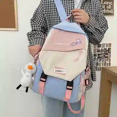 彤彤兔     时尚大容量韩版撞色 尼龙 双肩包 女款 蓝色/绿色/黑色/红色