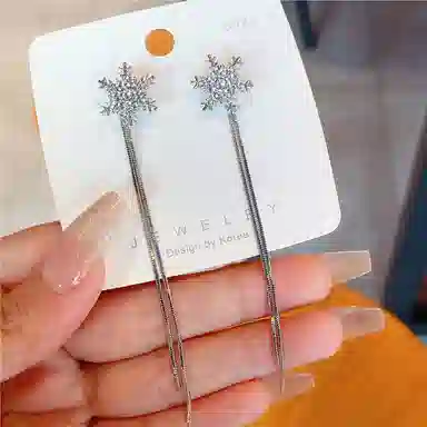 彤彤兔    雪花欧美耳环女长款气质流苏小众百搭潮时尚耳线