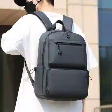 彤彤兔 商务通勤简约 牛津纺织物 双肩包 男款 黑色\灰色\蓝色