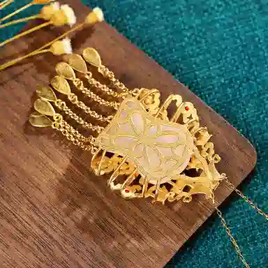 彤彤兔 复古民族风配国潮景泰蓝流苏吊坠 铜 项链 女款