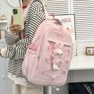 彤彤兔 背包简约学院风书包 尼龙 双肩包 常规 女款 多色