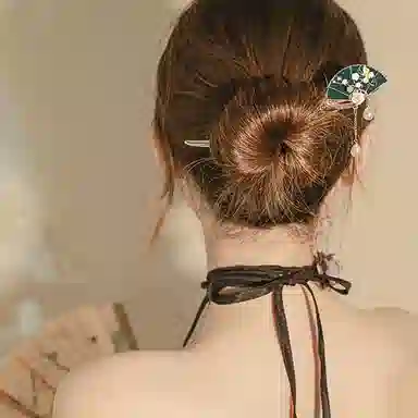 彤彤兔 精致古风扇子典雅珍珠流苏簪子发饰旗袍配饰 发簪 女款