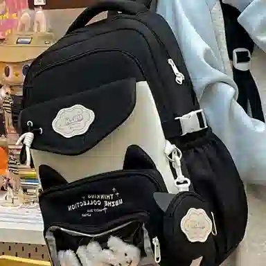 彤彤兔 书包可爱韩版风撞色大容 尼龙 双肩包 男女同款情侣款 多色