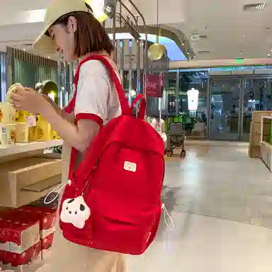 德力熊 简约大容量 尼龙 双肩包