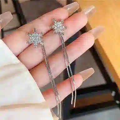 彤彤兔    雪花欧美耳环女长款气质流苏小众百搭潮时尚耳线