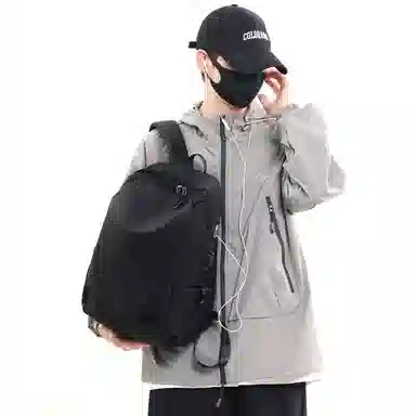 彤彤兔 简约时尚百搭 牛津布 双肩包 男款 黑色\灰色\蓝色