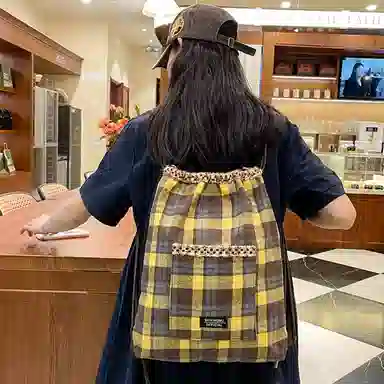 彤彤兔 迷人布腊肠狗 尼龙 双肩包 男女同款情侣款 黄色