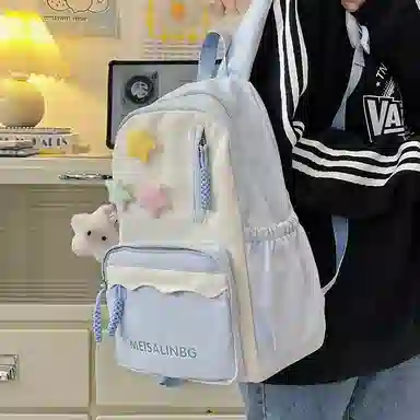 彤彤兔 大容量简约 涤纶 双肩包 女款 粉色/紫色/黑色/蓝色/绿色/卡其色