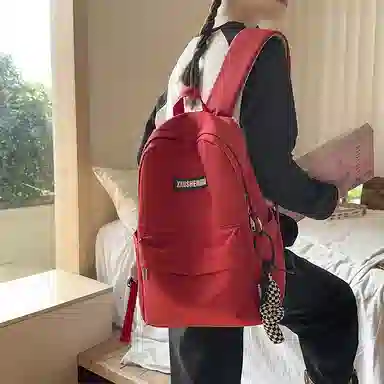 彤彤兔 休闲简约 尼龙 双肩包 常规 女款 黑色/白色/红色/卡其色/蓝色