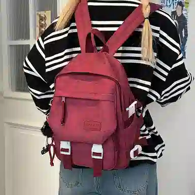 彤彤兔 暗纹设计感 尼龙 双肩包 女款 白色/蓝色/绿色/黑色/红色