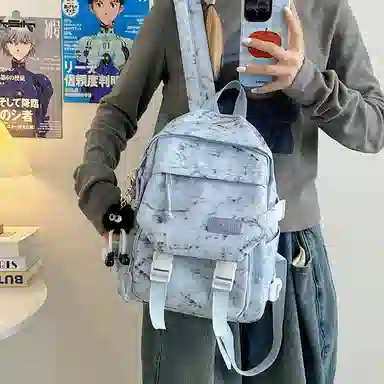 彤彤兔 暗纹设计感 尼龙 双肩包 女款 白色/蓝色/绿色/黑色/红色