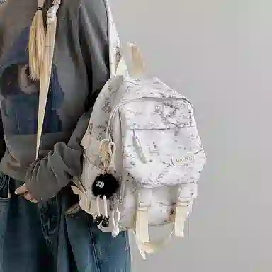 彤彤兔 暗纹设计感 尼龙 双肩包 女款 白色/蓝色/绿色/黑色/红色