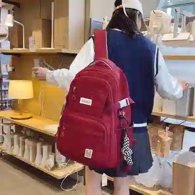 彤彤兔 纯色简约背包韩版 尼龙 双肩包 常规 女款 米白色/黑色/红色/卡其色/灰色