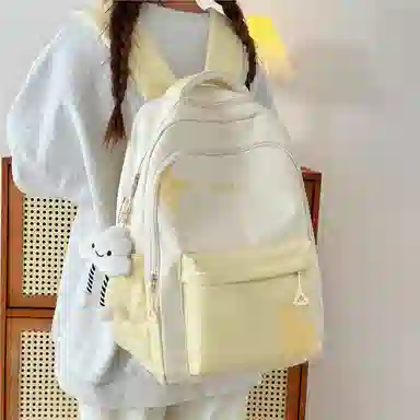 彤彤兔 撞色拼接 尼龙 双肩包 女款 紫色\蓝色\黑色\黄色\卡其色