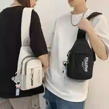 德力熊 休闲百搭韩版撞色简约时尚 尼龙 胸包 常规 男女同款情侣款 克莱因蓝/桔/浅灰/黑