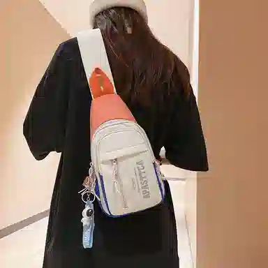 德力熊 休闲百搭韩版撞色简约时尚 尼龙 胸包 常规 男女同款情侣款 克莱因蓝/桔/浅灰/黑