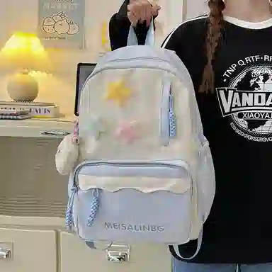 彤彤兔 大容量简约 涤纶 双肩包 女款 粉色/紫色/黑色/蓝色/绿色/卡其色