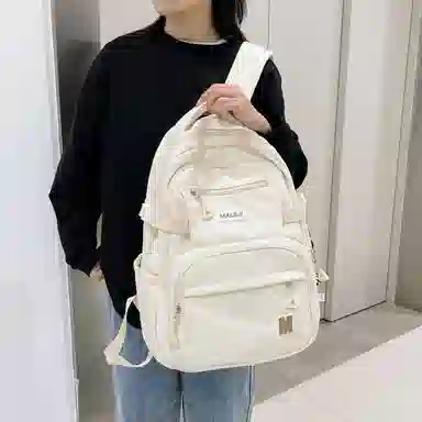 彤彤兔 纯色简约背包韩版 尼龙 双肩包 常规 女款 米白色/黑色/红色/卡其色/灰色