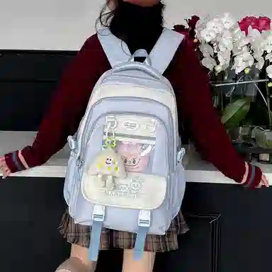 彤彤兔 高颜值可爱小清新撞色 帆布 双肩包 男女同款情侣款 多色