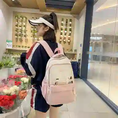 彤彤兔 休闲百搭背包高颜值 尼龙 双肩包 常规 女款 黑色/卡其色/粉色/紫色/蓝色