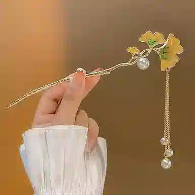 彤彤兔 古风银杏叶流苏后脑勺盘发气质 发簪 女款