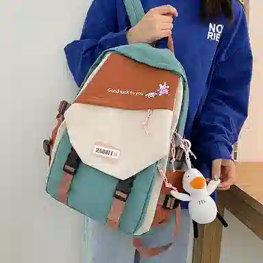 彤彤兔     时尚大容量韩版撞色 尼龙 双肩包 女款 蓝色/绿色/黑色/红色