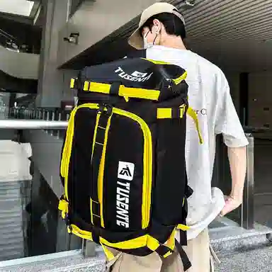 彤彤兔 大容量可套拉杆 牛津布 双肩包 男女同款情侣款 黑黄/黑桔/黑绿/黑紫