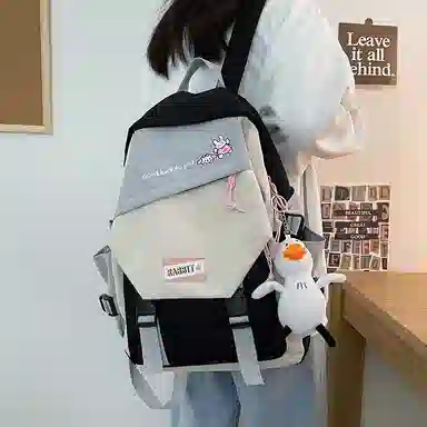 彤彤兔     时尚大容量韩版撞色 尼龙 双肩包 女款 蓝色/绿色/黑色/红色