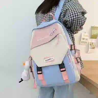 彤彤兔     时尚大容量韩版撞色 尼龙 双肩包 女款 蓝色/绿色/黑色/红色