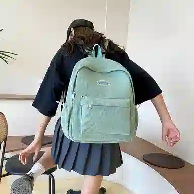 德力熊 时尚原宿个性条绒 尼龙 双肩包 女款 多色