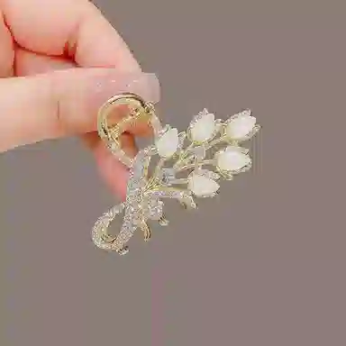 彤彤兔 高级感水钻穗抓夹后脑勺中号夹子头饰半扎发气质发卡 发夹 女款