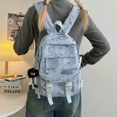 彤彤兔 暗纹设计感 尼龙 双肩包 女款 白色/蓝色/绿色/黑色/红色