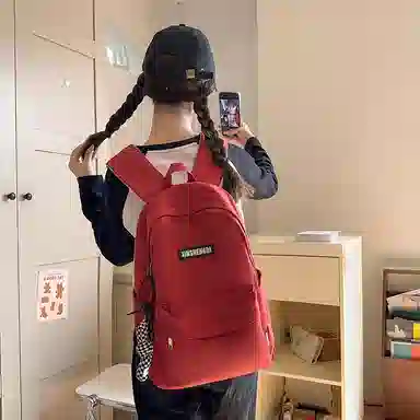 彤彤兔 休闲简约 尼龙 双肩包 常规 女款 黑色/白色/红色/卡其色/蓝色