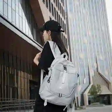 彤彤兔 韩版背包潮流 牛津布 双肩包 男女同款情侣款 灰色/黑色