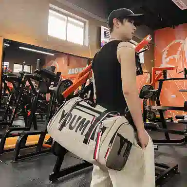 德力熊 大容量轻便单肩字母 尼龙 健身包 男女同款情侣款 黑色/卡其色/红色/粉色