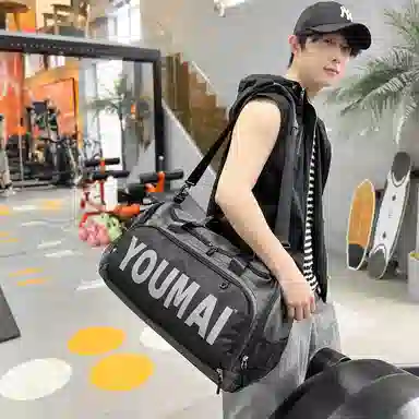 德力熊 出差轻便旅游包运动训练 尼龙拼网 健身包 男女同款情侣款 黑色/粉色/卡其色/红色/灰色