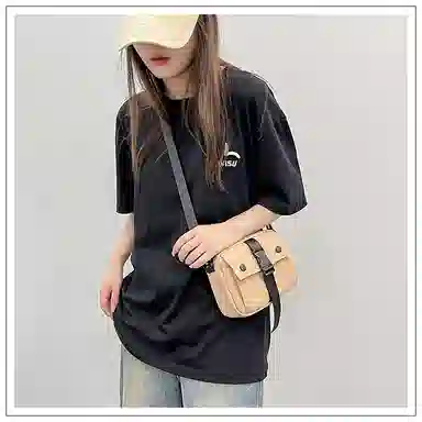 彤彤兔 时尚百搭手机包 尼龙 斜挎包 男女同款情侣款 黑色/白色/卡其色