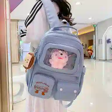 彤彤兔 简约时尚 尼龙 双肩包 女款 米白色\黄色\蓝色\黑色