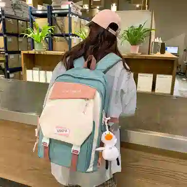 彤彤兔 韩版潮流森系可爱 尼龙 双肩包 女款 黑色/蓝色/红色/绿色