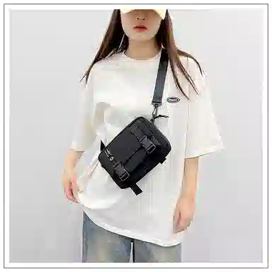 彤彤兔 工装风休闲潮流 尼龙 斜挎包 男女同款情侣款 黑色/白色/卡其色