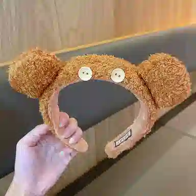 彤彤兔 毛绒纽扣熊 新款 可爱 布料 发箍 女款