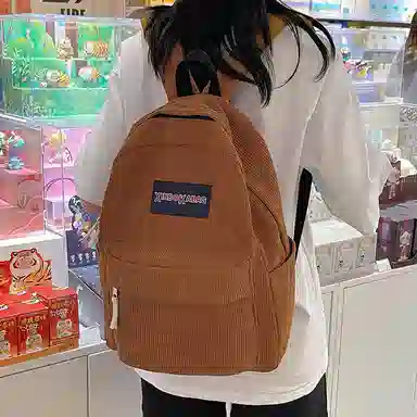 德力熊 时尚轻便大容量拉链开合 尼龙 书包背包双肩包 常规 男女同款情侣款 米白色/黑色/深棕/绿色