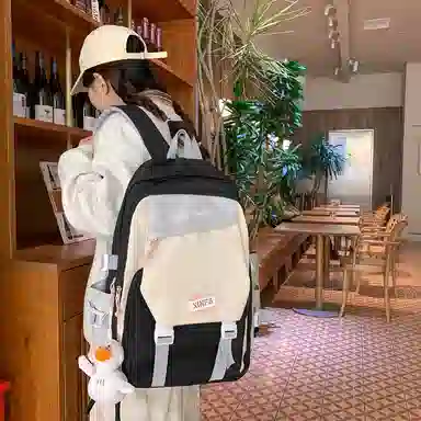 彤彤兔 韩版潮流森系可爱 尼龙 双肩包 女款 黑色/蓝色/红色/绿色