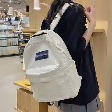 德力熊 时尚轻便大容量拉链开合 尼龙 书包背包双肩包 常规 男女同款情侣款 米白色/黑色/深棕/绿色