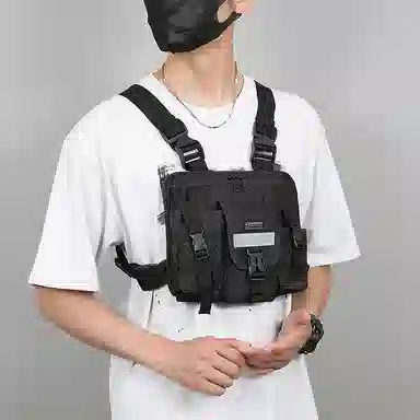 彤彤兔 休闲简约工装个性 牛津布 双肩包 男款 黑色