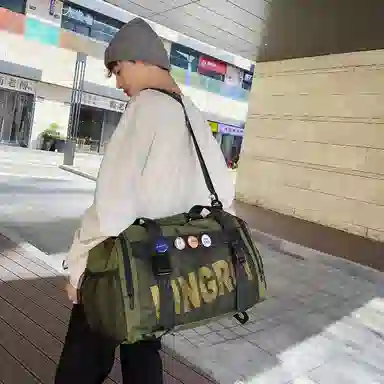 彤彤兔 干湿分离短途出差包手提行李袋 尼龙 旅行包 男女同款情侣款 黑色/灰色/黑色